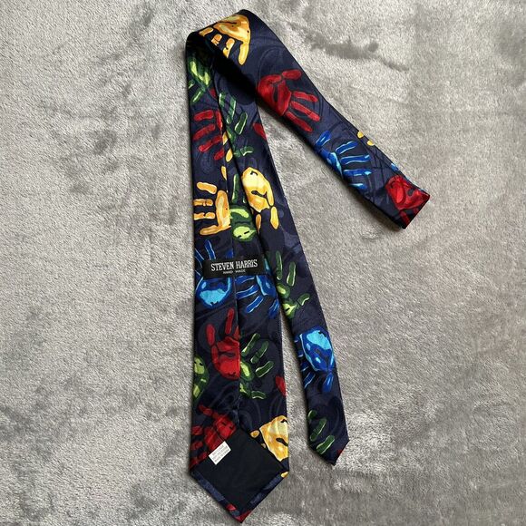 Steven Harris Tie 58 Inches Blue Handmade Polyester Kids Teacher - Picture 5 of 7